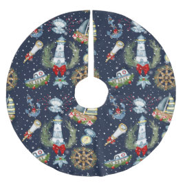 Nautische Weihnachten Polyester Weihnachtsbaumdecke