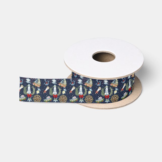 Nautische Weihnachten Satinband (Spule)