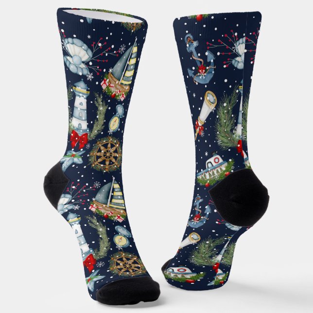 Nautische Weihnachten Socken (Gewinkelt)