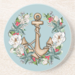 Nautische Weihnachtsfeier und Anker   AQUAMARIN Getränkeuntersetzer