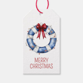 Nautische Weihnachtsreserve mit Bow Geschenkanhänger