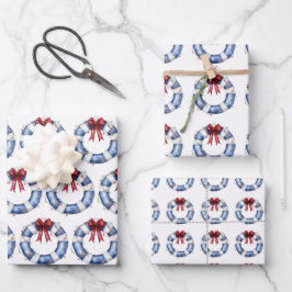 Nautische Weihnachtsreserve mit Bow Geschenkpapier Set