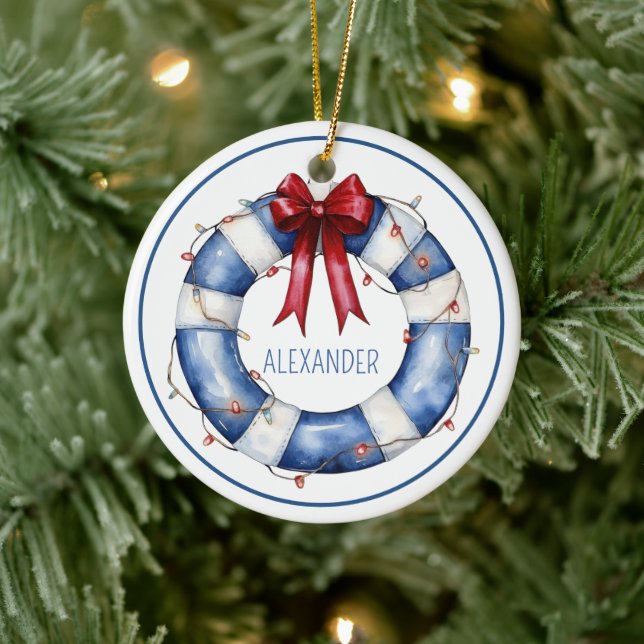 Nautische Weihnachtsreserve mit Bow Keramik Ornament (Baum)