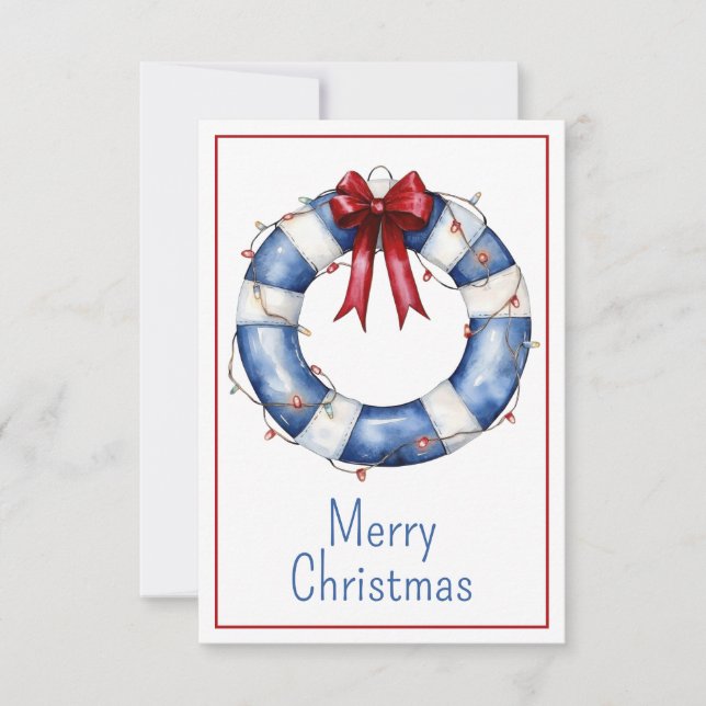 Nautische Weihnachtsreserve mit Bow Mitteilungskarte (Vorderseite)