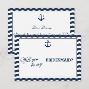 Nautische Wellen WERDEN SIE MEIN BRIDESMAID SEIN Einladung