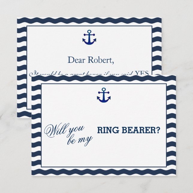 Nautische Wellen WERDEN SIE MEIN RING BEARER SEIN Einladung (Vorne/Hinten)