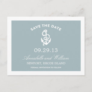 NAUTISCHER ANCHER SAVE THE DATE POST-KARTE ANKÜNDIGUNGSPOSTKARTE
