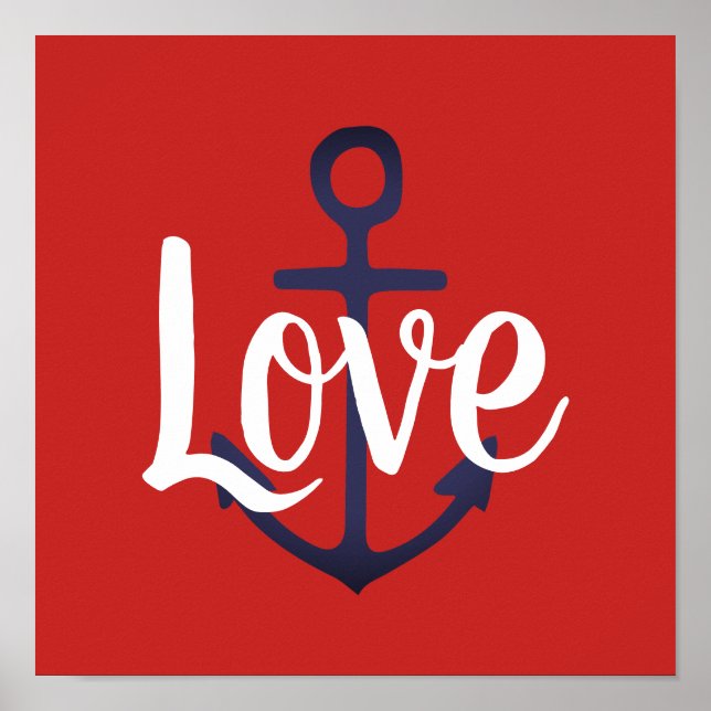 nautischer ANCHOR + LIEBE Poster (Vorne)