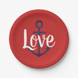 nautischer ANCHOR + Skript-LIEBE   Pappteller