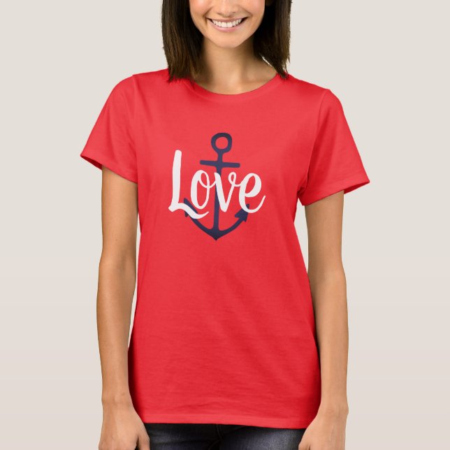 nautischer ANCHOR + Skript-LIEBE | T-Shirt (Vorderseite)