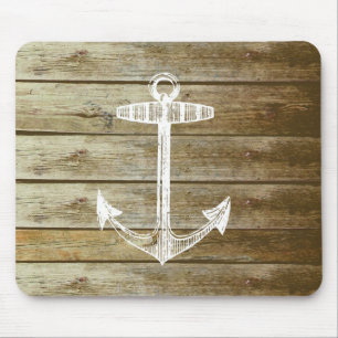 Nautischer Anker auf Holzgrafik Mousepad