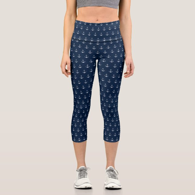Nautischer Anker dunkelblau, niedlich Capri Leggings (Vorderseite)