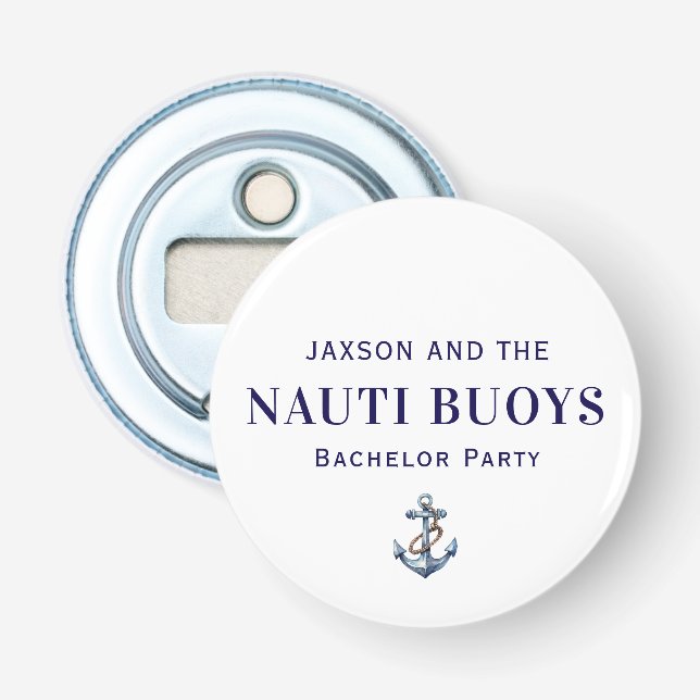 Nautischer Anker Junggesellenabschied Button Flasc Flaschenöffner (Vorderseite)