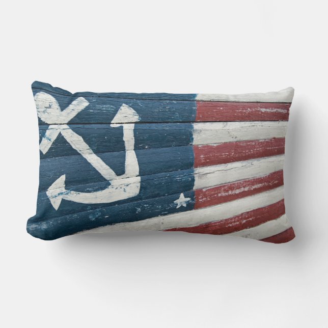 nautischer Anker mit Flaggengestaltung Lendenkissen (Vorderseite)