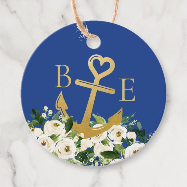 Nautischer Anker mit Herzmonogramm Geschenkanhänger (Vorderseite)