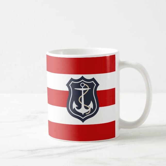 Nautischer Anker mit roten und weißen Streifen Kaffeetasse (Rechts)