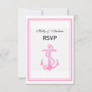 Nautischer Anker Rosa gerahmt 2V RSVP Karte