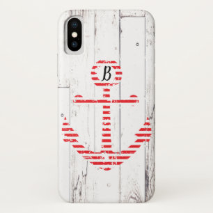 Nautischer Anker Rote Streifen Weißen Holz Case-Mate iPhone Hülle