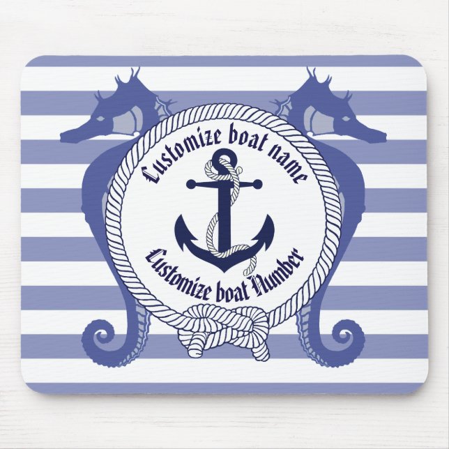 Nautischer Anker/Seepferd/Knoten/Name anpassen, # Mousepad (Vorne)