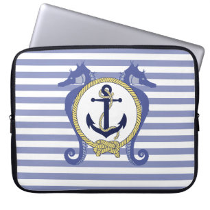 Nautischer Anker/Seepferd/Knoten/Streifen Laptopschutzhülle