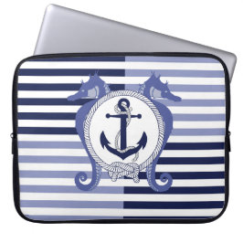 Nautischer Anker/Seepferd/Knoten/Streifen Laptopschutzhülle