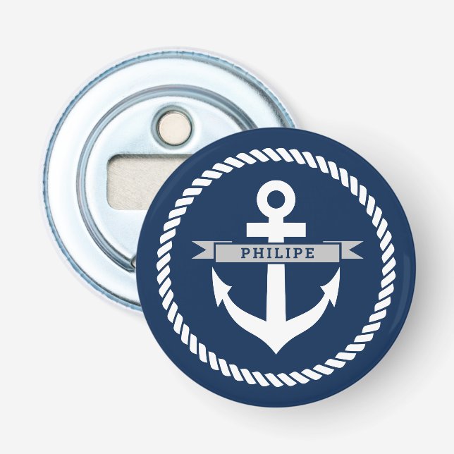 Nautischer Anker und eigens für das Seil bestimmte Flaschenöffner (Vorderseite)