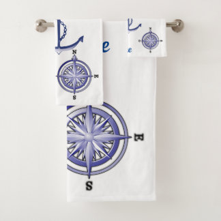 Nautischer Anker und Personalisierter Schiffsname Badhandtuch Set
