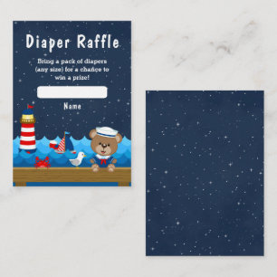 Nautischer Bär in Rot und Marineblau Windel-Raffle Begleitkarte