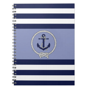 Nautischer blauer Anker/Navy Knoten/blau/weiß Stre Notizblock