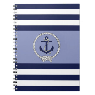 Nautischer blauer Anker/Navy Knoten/blau/weiß Stre Notizblock