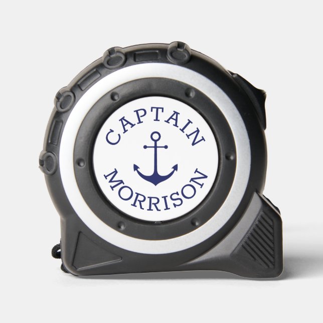 Nautischer blauer Ankername für Monogramm Maßband (Vorderseite)
