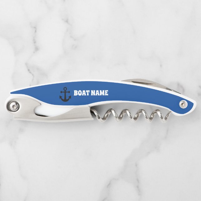 NAUTISCHER BOOTNAME CORKSCREW CUSTOM FLASCHENOPENE KELLNERMESSER (Vorderseite)