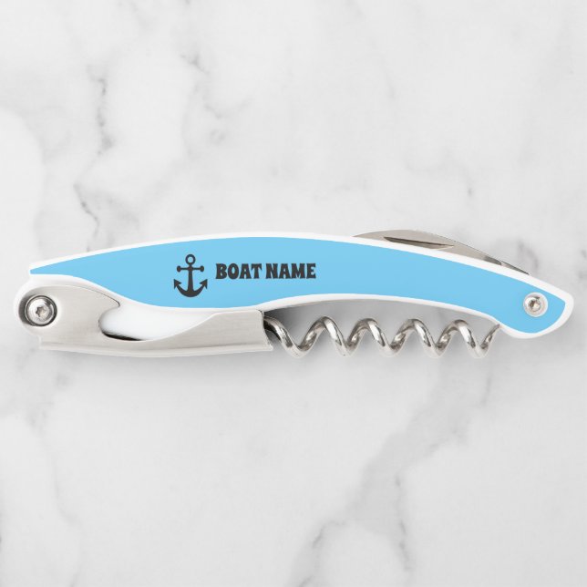 NAUTISCHER BOOTNAME CORKSCREW CUSTOM FLASCHENOPENE KELLNERMESSER (Vorderseite)
