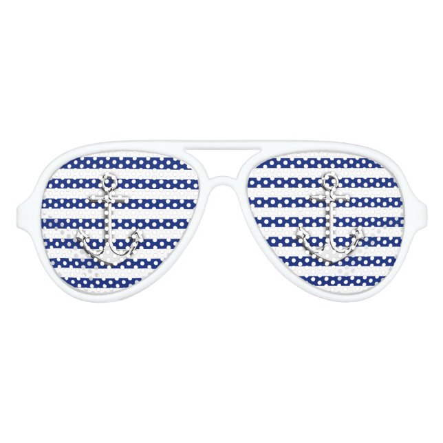 Nautischer Chrome wie Anker auf Navy Stripes Sonnenbrille (Vorderseite)