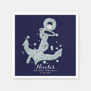 Nautischer Diamant-Anker-Bling-Glamour-Strandparty Serviette