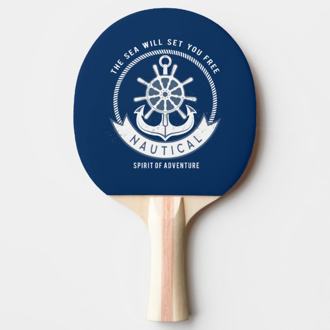 Nautischer Geist Anker, Rad, Navy Blue Tischtennis Schläger (Vorderseite)