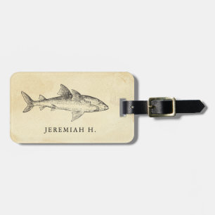 Nautischer Hai personalisiertes Monogramm Gepäckanhänger
