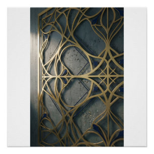 Nautischer industrieller tiefer Navy-Gold-Geometri Poster