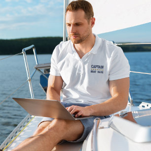Nautischer Kapitän Ihr Boot Name Blau Weiß