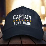 Nautischer Kapitän Ihr Boot Name Cap Bl Bestickte Baseballkappe<br><div class="desc">Nautischer Kapitän Ihr Boot Name Personalisiert Cap Dark Blue</div>
