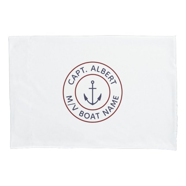 Nautischer Kapitän mit Ihrem Namen Anchor Pillow C Kissenbezug (Vorderseite)