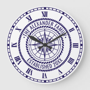 Nautischer Kompass #3 Familienname Datum Gegr. Sei Große Wanduhr