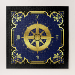 Nautischer Kompass Silhouette/Gold/Schwarz/Marine