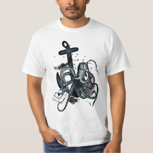Nautischer Kragen-Oktopus & Anker T-Shirt