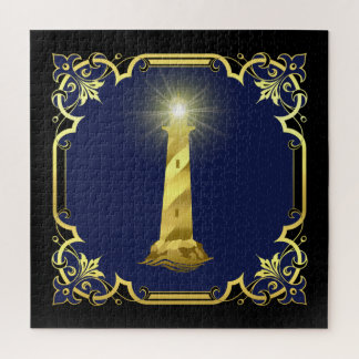 Nautischer Leuchtturm Silhouette/Gold/Schwarz/Mari