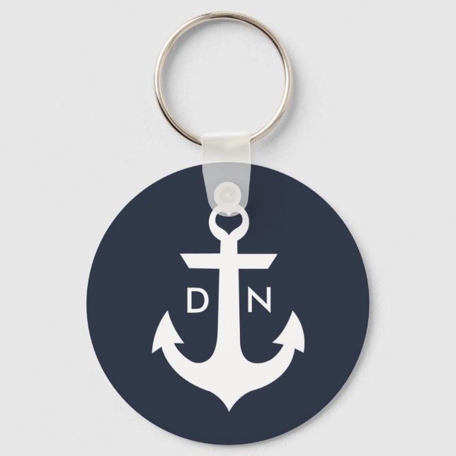Nautischer Monogramm-Anker-Schlüsselanhänger Schlüsselanhänger (Vorderseite)