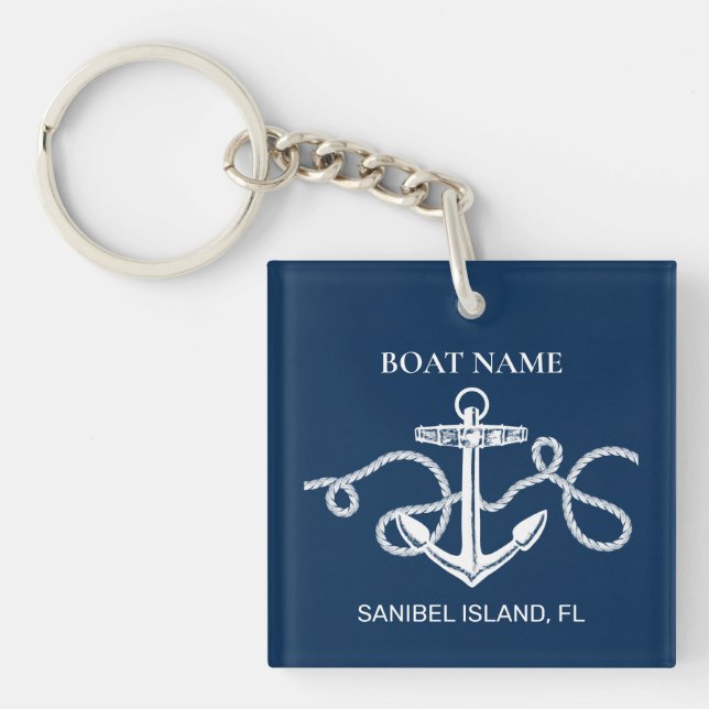 Nautischer Name des Schiffes Navy Blue Schlüsselanhänger (Vorderseite)