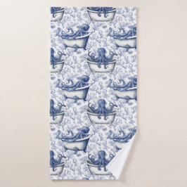 Nautischer Navy-Oktopus im Bad Badehandtuch