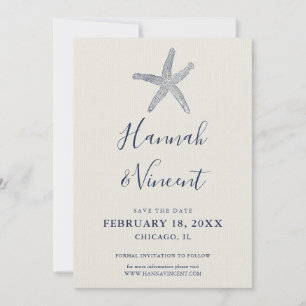 Nautischer Navy-Seestern Save the Date Karte
