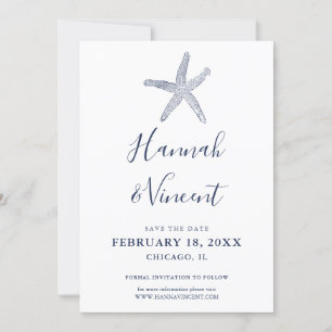 Nautischer Navy-Seestern Save the Date Karte